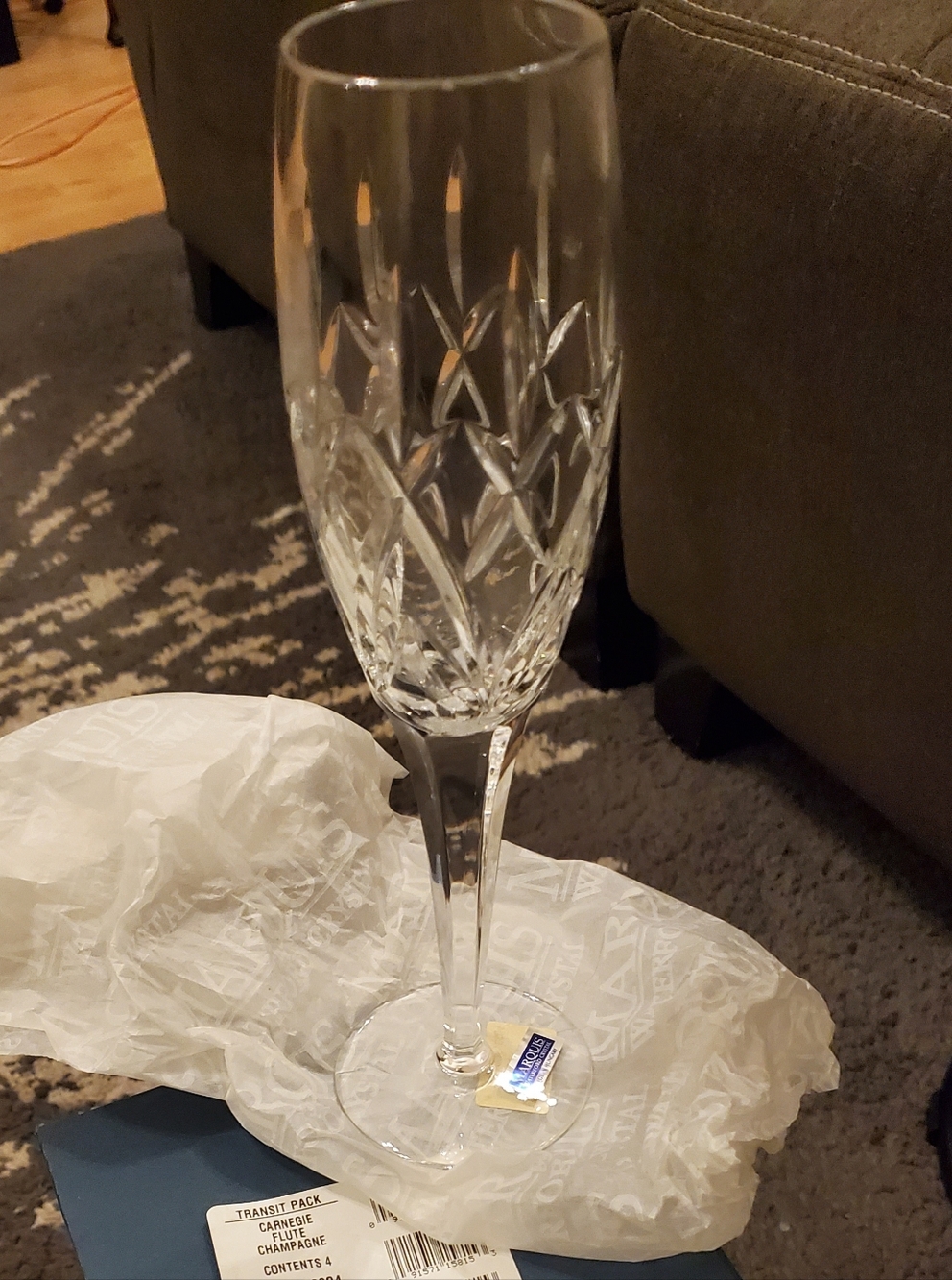Waterford Marquis Carnegie Crystal Champagne Flutes Set Of 4- New With Box!